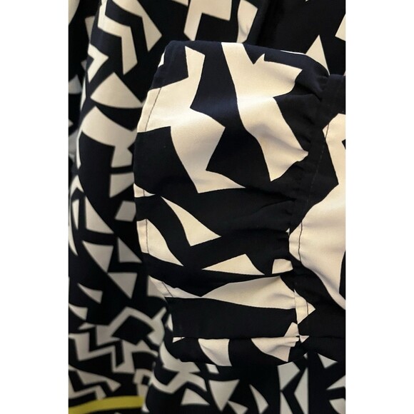 Madison Leigh Women’s Dress Black White Abstract With Yellow Stripe Bottom Sz-10 - Picture 5 of 7